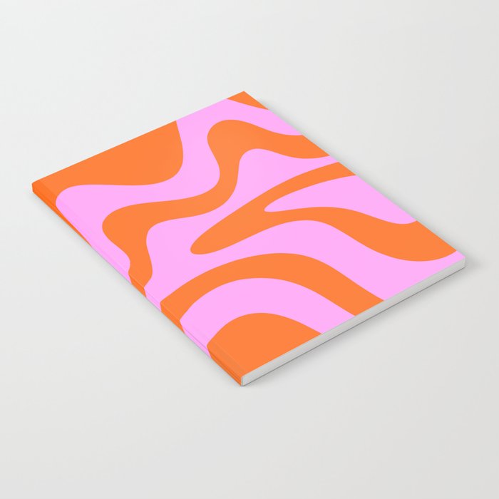 Retro Liquid Swirl Abstract Pattern in Hot Pink and Red-Orange Notebook Gallery Image 1