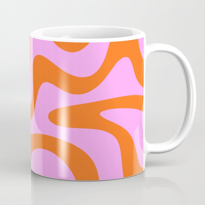Retro Liquid Swirl Abstract Pattern in Hot Pink and Red-Orange Coffee Mug Gallery Image 1