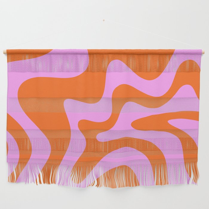 Retro Liquid Swirl Abstract Pattern in Hot Pink and Red-Orange Wall Hanging Gallery Image 1