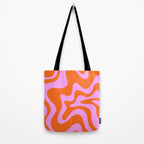 Retro Liquid Swirl Abstract Pattern in Hot Pink and Red-Orange Tote Bag Gallery Image 2