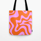 Retro Liquid Swirl Abstract Pattern in Hot Pink and Red-Orange Tote Bag Gallery Image 1