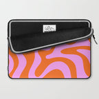 Retro Liquid Swirl Abstract Pattern in Hot Pink and Red-Orange Laptop Sleeve Gallery Image 2