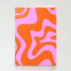 Retro Liquid Swirl Abstract Pattern in Hot Pink and Red-Orange Stationery Card Gallery Image 2