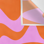 Retro Liquid Swirl Abstract Pattern in Hot Pink and Red-Orange Wall Tapestry Gallery Image 3