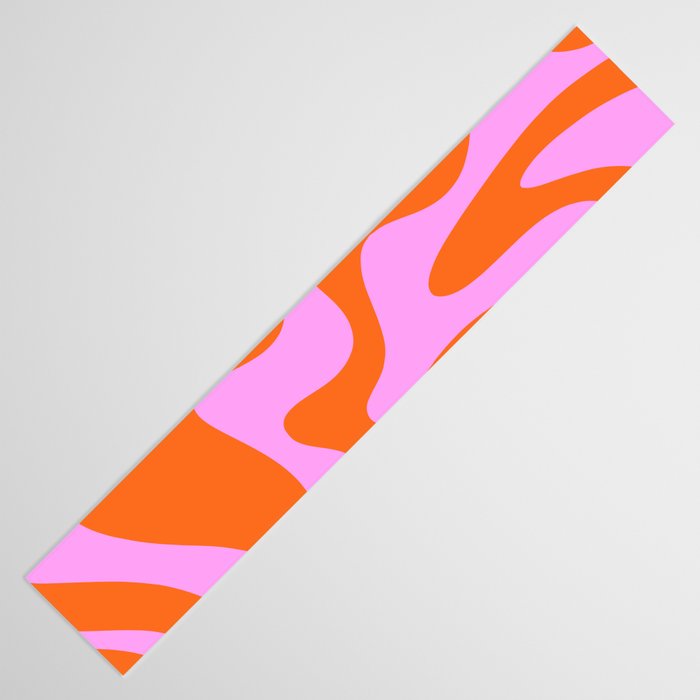 Retro Liquid Swirl Abstract Pattern in Hot Pink and Red-Orange Table Runner Gallery Image 3