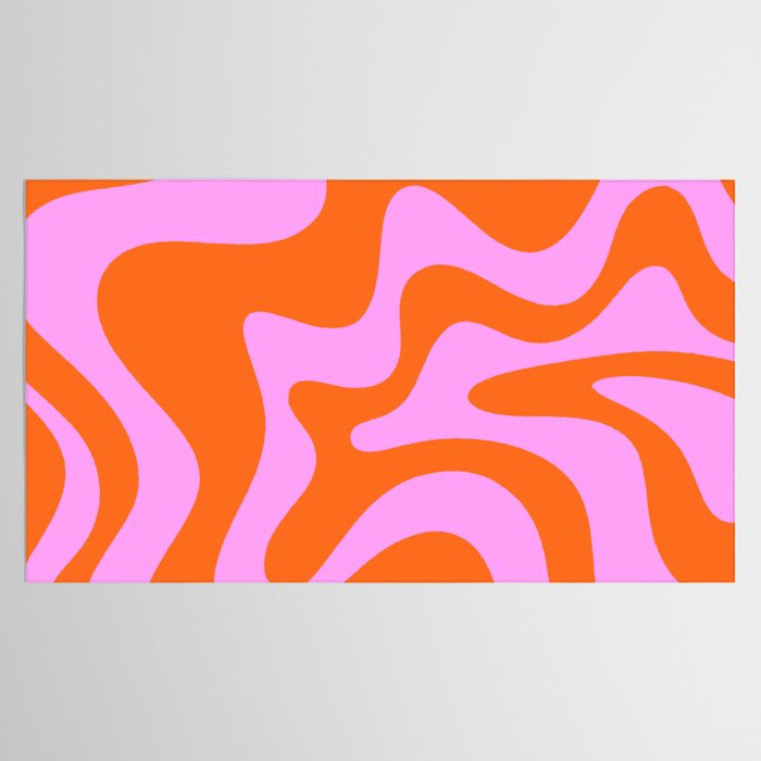 Retro Liquid Swirl Abstract Pattern in Hot Pink and Red-Orange Tablecloth Gallery Image 2