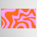 Retro Liquid Swirl Abstract Pattern in Hot Pink and Red-Orange Tablecloth Gallery Image 2