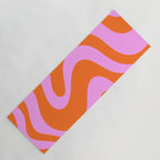 Retro Liquid Swirl Abstract Pattern in Hot Pink and Red-Orange Yoga Mat Gallery Image 1