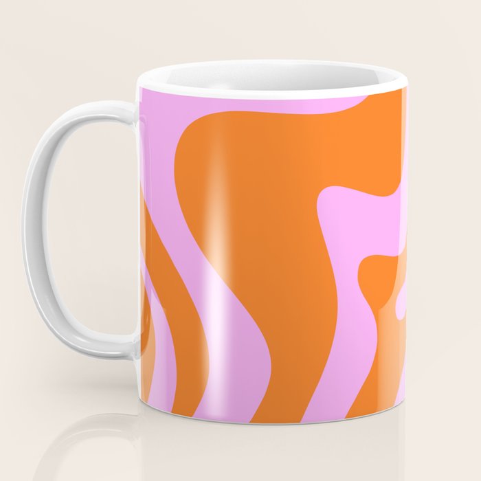 Retro Liquid Swirl Abstract Pattern in Hot Pink and Red-Orange Coffee Mug Gallery Image 3