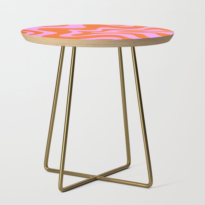 Retro Liquid Swirl Abstract Pattern in Hot Pink and Red-Orange Side Table Gallery Image 1