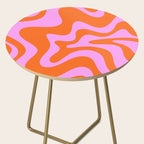 Retro Liquid Swirl Abstract Pattern in Hot Pink and Red-Orange Side Table Gallery Image 2