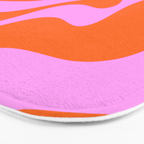 Retro Liquid Swirl Abstract Pattern in Hot Pink and Red-Orange Bath Mat Gallery Image 3