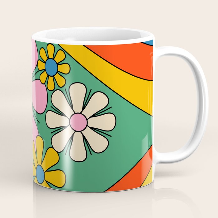 Groovy Floral Daydream Colorful Retro 60s 70s Flowers Coffee Mug Gallery Image 1