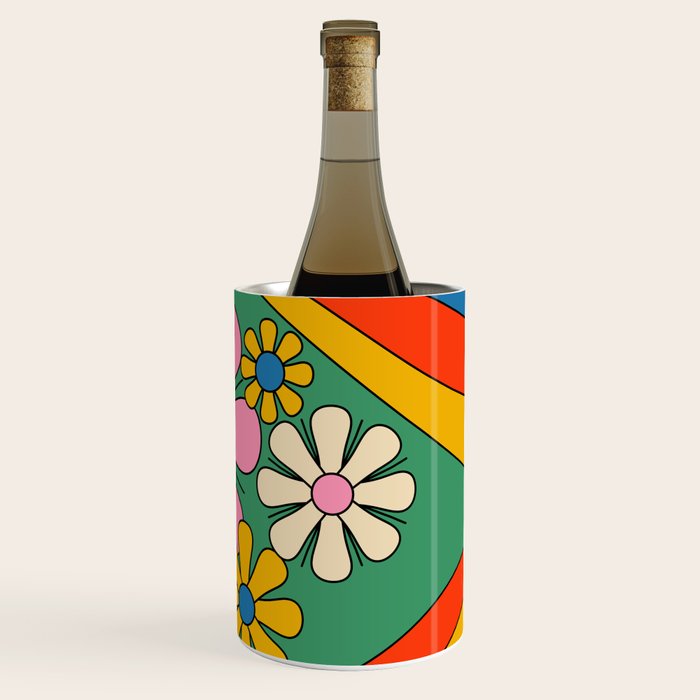 Groovy Floral Daydream Colorful Retro 60s 70s Flowers Wine Chiller Gallery Image 3