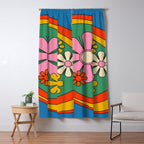 Groovy Floral Daydream Colorful Retro 60s 70s Flowers Window Curtain Gallery Image 5