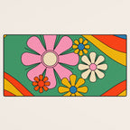 Groovy Floral Daydream Colorful Retro 60s 70s Flowers Desk Mat Gallery Image 3