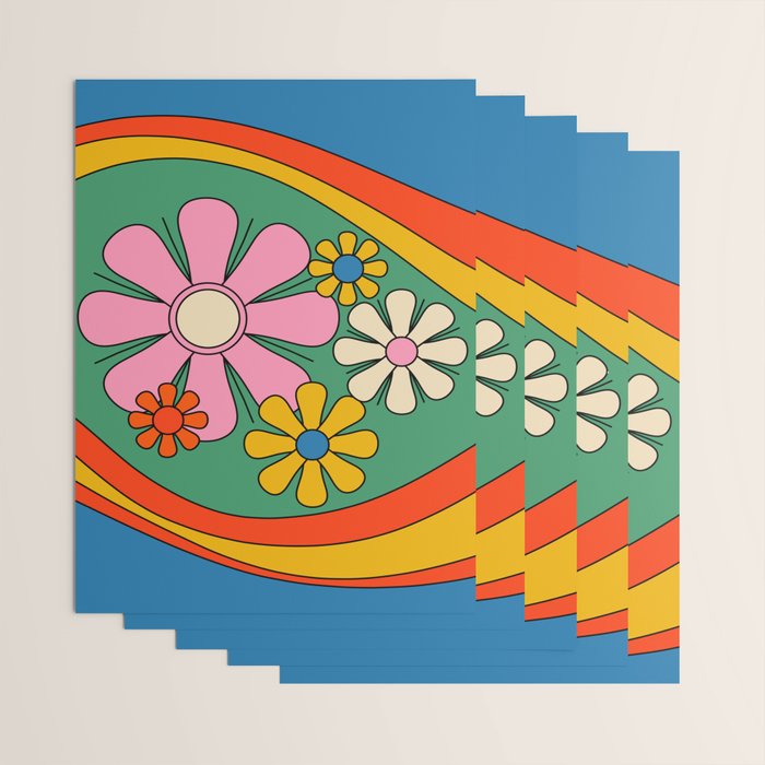 Groovy Floral Daydream Colorful Retro 60s 70s Flowers Wrapping Paper Gallery Image 3