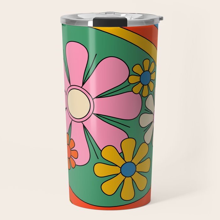 Groovy Floral Daydream Colorful Retro 60s 70s Flowers Travel Mug Gallery Image 1