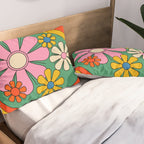 Groovy Floral Daydream Colorful Retro 60s 70s Flowers Pillow Sham Gallery Image 2
