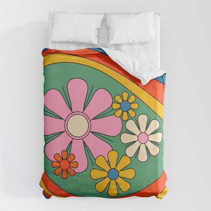 Groovy Floral Daydream Colorful Retro 60s 70s Flowers Duvet Cover Gallery Image 1