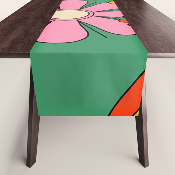 Groovy Floral Daydream Colorful Retro 60s 70s Flowers Table Runner Gallery Image 1