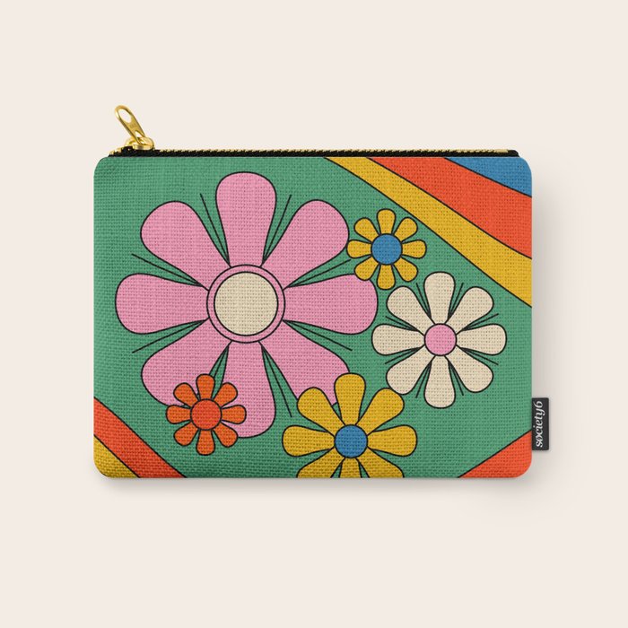 Groovy Floral Daydream Colorful Retro 60s 70s Flowers Carry All Pouch Gallery Image 1