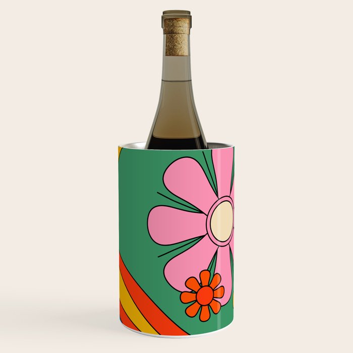 Groovy Floral Daydream Colorful Retro 60s 70s Flowers Wine Chiller Gallery Image 2