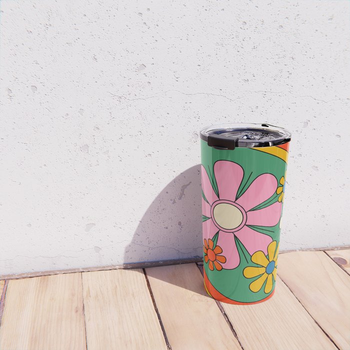 Groovy Floral Daydream Colorful Retro 60s 70s Flowers Travel Mug Gallery Image 4