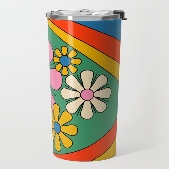 Groovy Floral Daydream Colorful Retro 60s 70s Flowers Travel Mug Gallery Image 2
