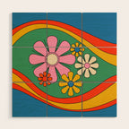 Groovy Floral Daydream Colorful Retro 60s 70s Flowers Wood Wall Art Gallery Image 1