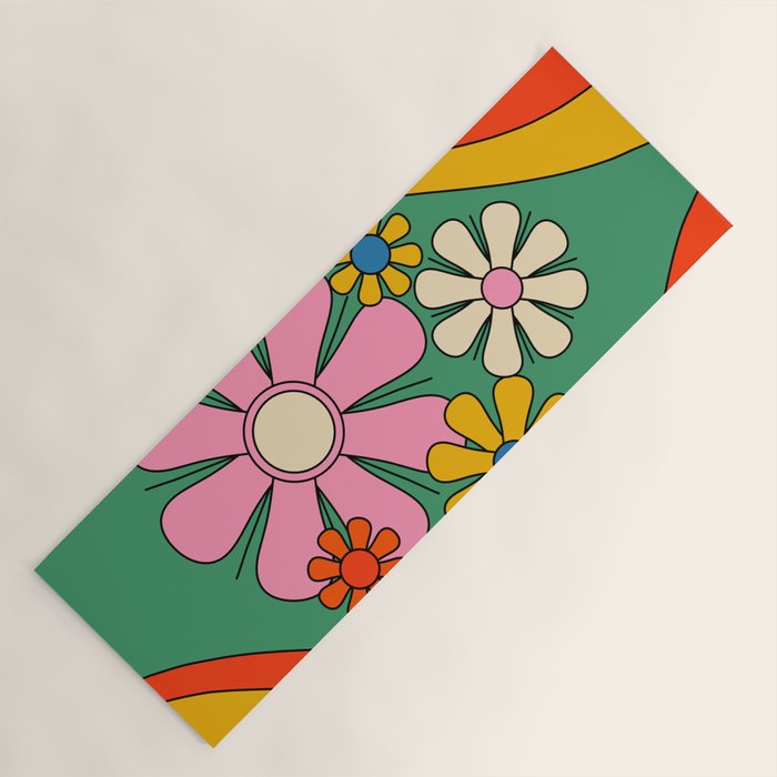 Groovy Floral Daydream Colorful Retro 60s 70s Flowers Yoga Mat Gallery Image 1