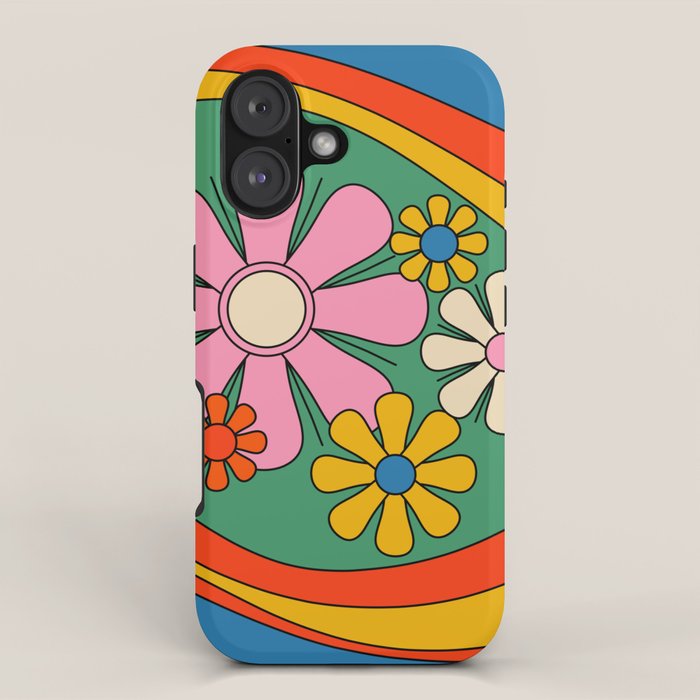 Groovy Floral Daydream Colorful Retro 60s 70s Flowers iPhone Case Gallery Image 1