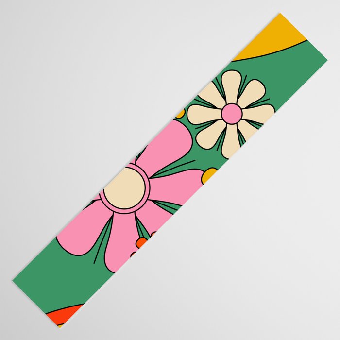 Groovy Floral Daydream Colorful Retro 60s 70s Flowers Table Runner Gallery Image 3