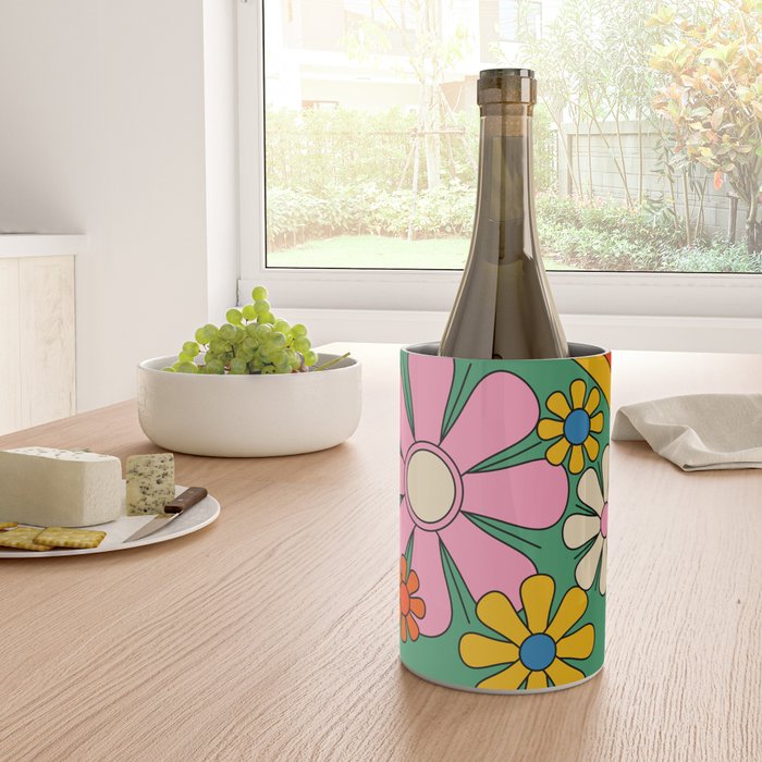 Groovy Floral Daydream Colorful Retro 60s 70s Flowers Wine Chiller Gallery Image 4