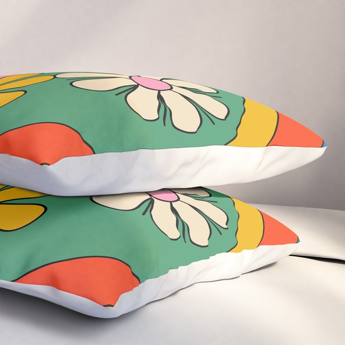 Groovy Floral Daydream Colorful Retro 60s 70s Flowers Pillow Sham Gallery Image 3