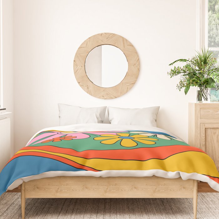 Groovy Floral Daydream Colorful Retro 60s 70s Flowers Duvet Cover Gallery Image 3