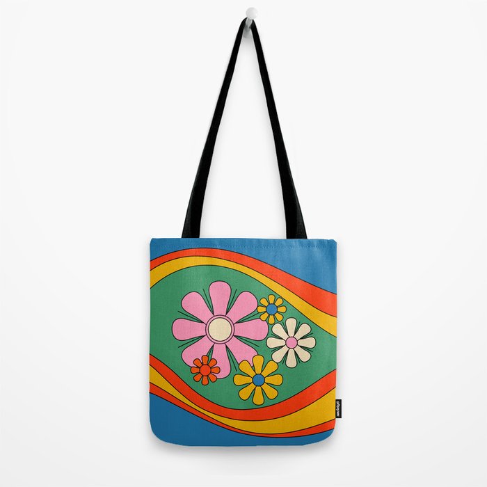 Groovy Floral Daydream Colorful Retro 60s 70s Flowers Tote Bag Gallery Image 2