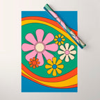 Groovy Floral Daydream Colorful Retro 60s 70s Flowers Wrapping Paper Gallery Image 1