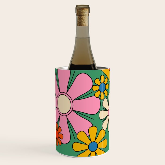 Groovy Floral Daydream Colorful Retro 60s 70s Flowers Wine Chiller Gallery Image 1