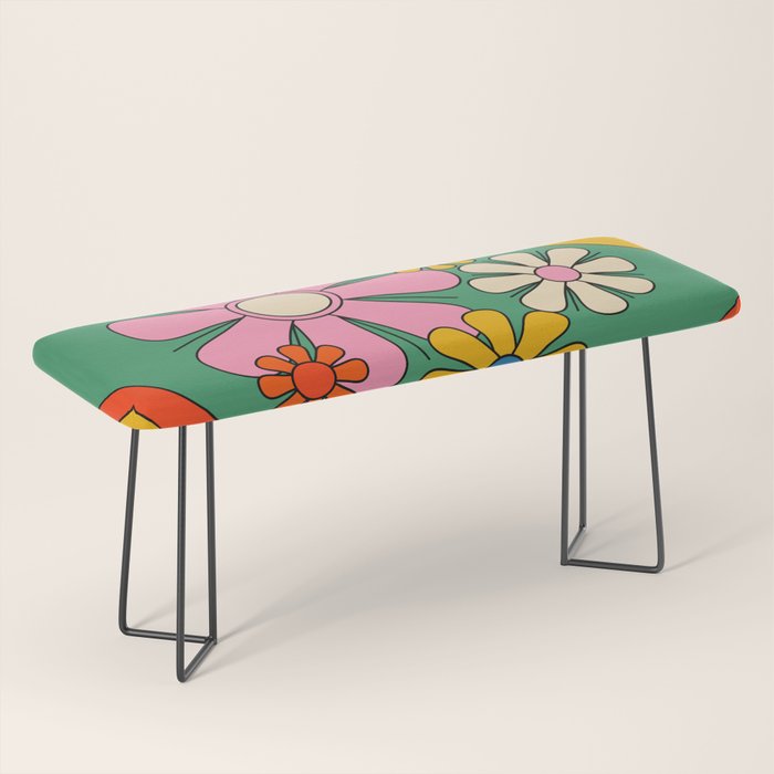 Groovy Floral Daydream Colorful Retro 60s 70s Flowers Bench Gallery Image 1