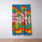 Groovy Floral Daydream Colorful Retro 60s 70s Flowers Window Curtain Gallery Image 3