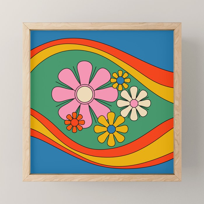 Groovy Floral Daydream Colorful Retro 60s 70s Flowers Mini Art Print Gallery Image 1