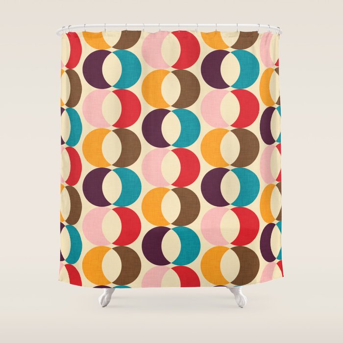 Mid Century Modern Circles Shower Curtain Gallery Image 1