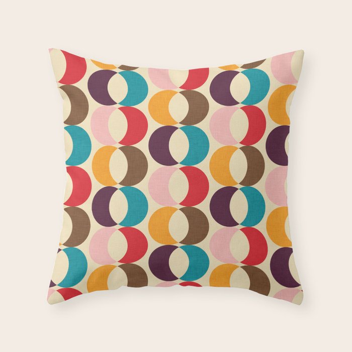 Mid Century Modern Circles Throw Pillow Gallery Image 1