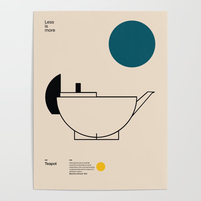 Teapot, Marianne Brandt, Mid Century Modern Art Print, Bauhaus Print Poster Gallery Image 4