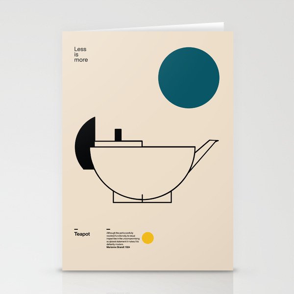 Teapot, Marianne Brandt, Mid Century Modern Art Print, Bauhaus Print Stationery Card Gallery Image 2