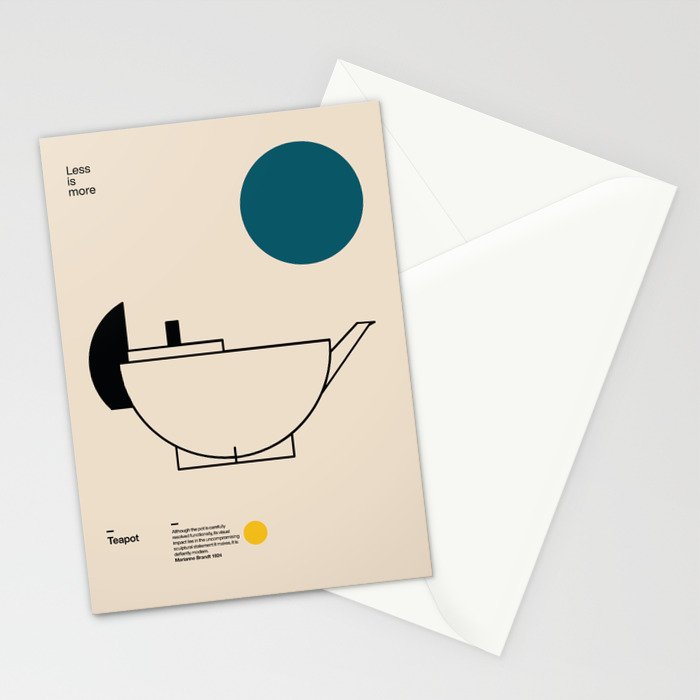 Teapot, Marianne Brandt, Mid Century Modern Art Print, Bauhaus Print Stationery Card Gallery Image 2