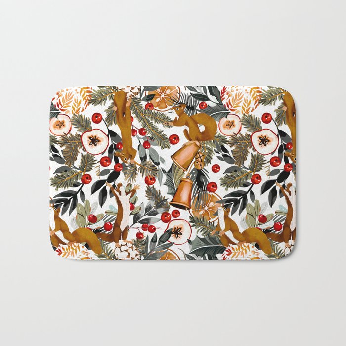 Squirrels on the Christmas tree I Bath Mat Gallery Image 1