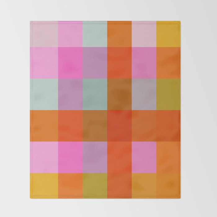 Vibrant Pink and Orange Plaid Abstract Geometric Pattern Throw Blanket Gallery Image 2