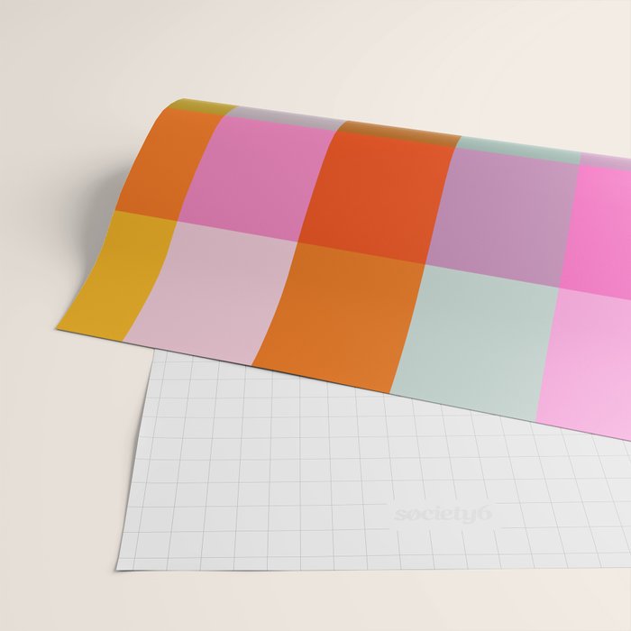 Vibrant Pink and Orange Plaid Abstract Geometric Pattern Wrapping Paper Gallery Image 2